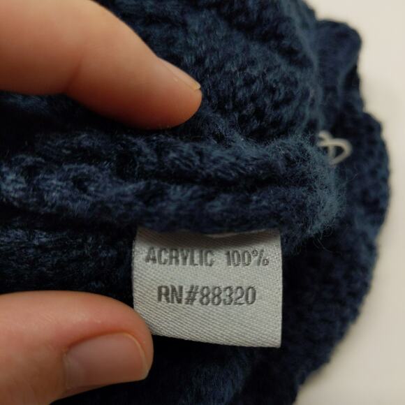 C.C. Women's Cable Knit Beanie Hat Blue Pom Pom Soft Warm 100% Acrylic - Picture 11 of 13